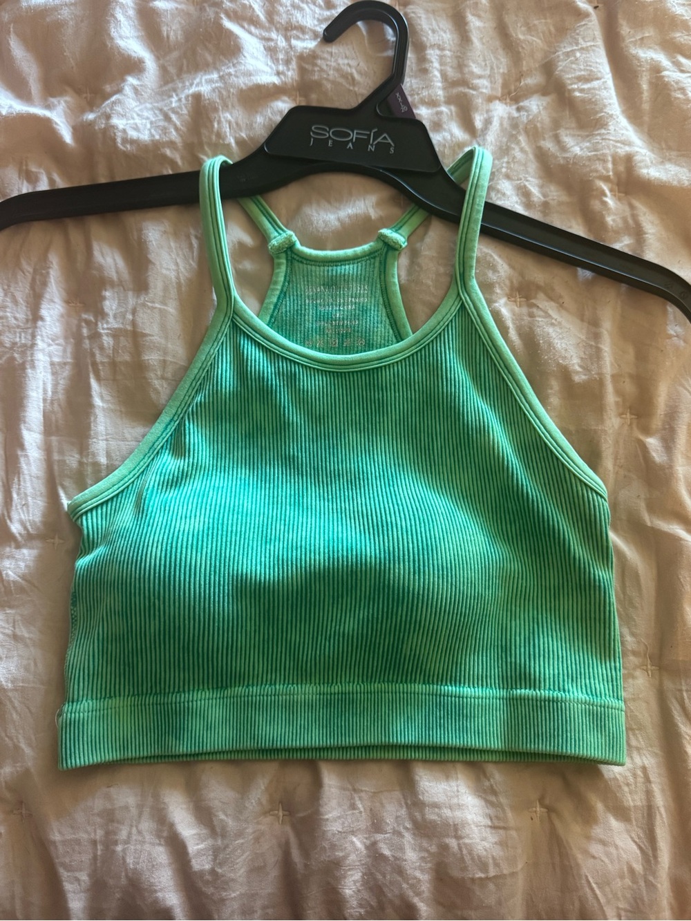 Zenana Outfitters Mint Green Ribbed Racerback Crop Top